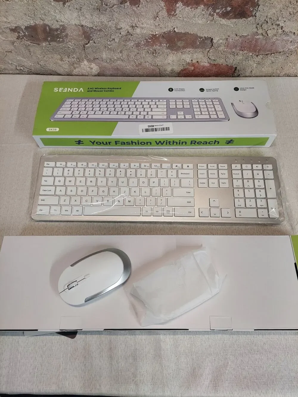 SEENDA 2.4G Wireless Keyboard Mouse Combo SK30 Scissor Switch Ultra Thin White